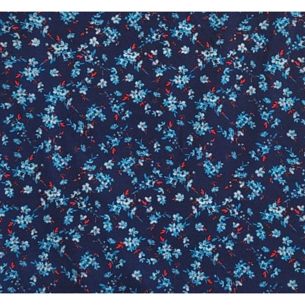 Elle Navy Blue Floral Side Tie Sleeveless Blouse Top Women's Large Soft Stretch - Picture 7 of 7